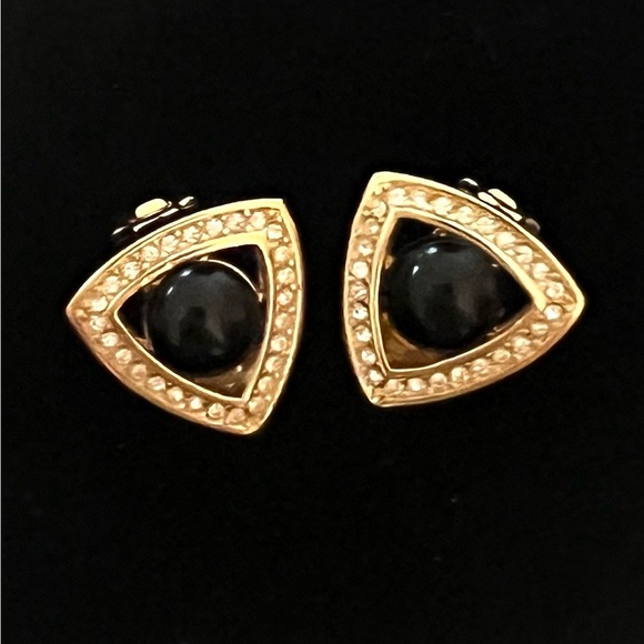 Vintage Christian Dior Resin & Crystal Clip-On Earrings - Picture 1 of 2